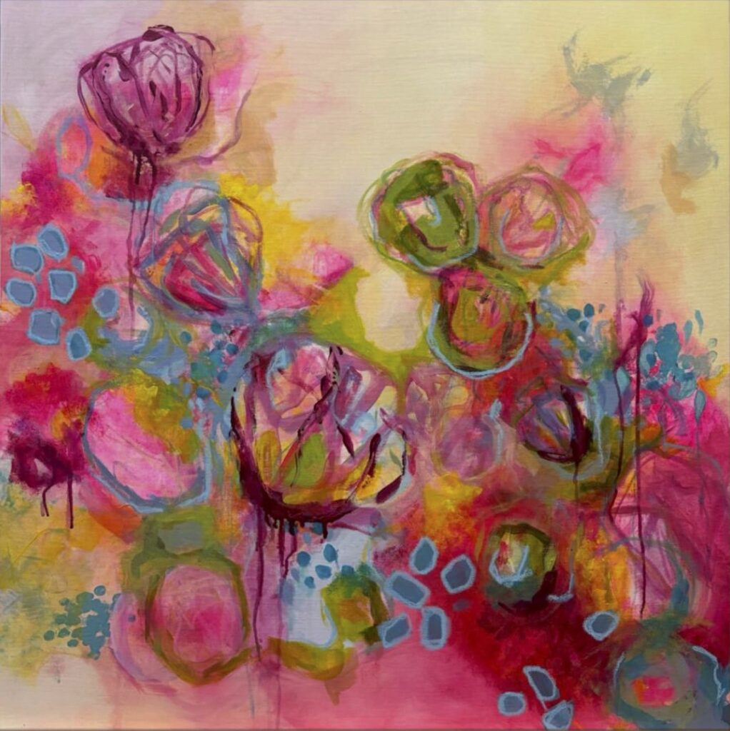 artwork summer burst 90x90 acrylic on canvas august 2024 nilam shah
